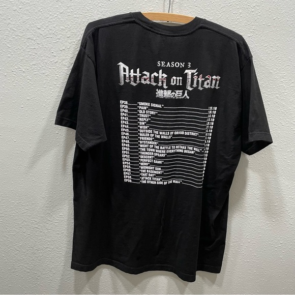 Attack On Titan Ripple Junction Season 3 Promo T-Shirt Adult Size Black Size XL - Picture 2 of 12